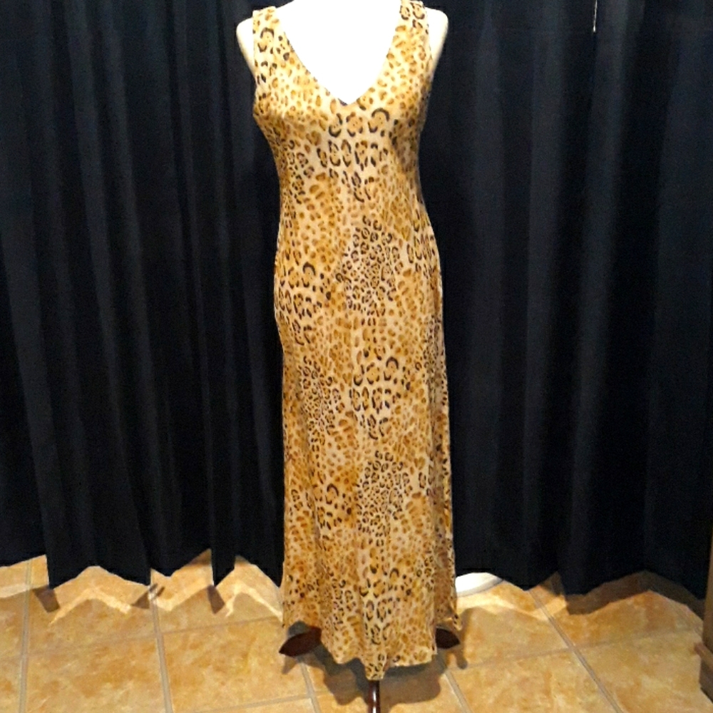 Lafayette 148 New York Animal Print Cheetah Leopard Brown Cream print dress Sz 8